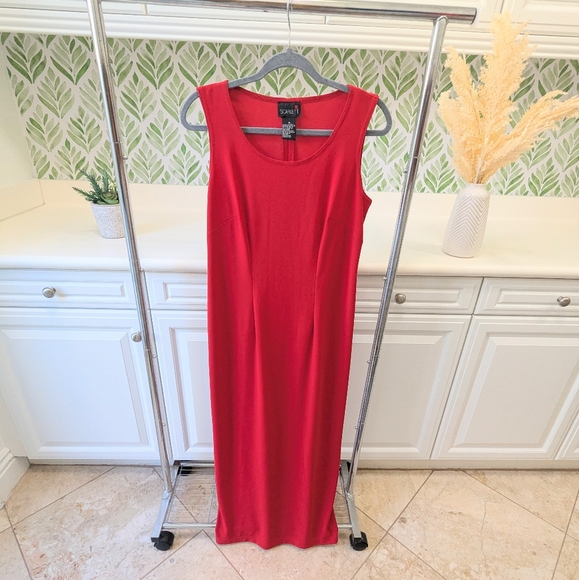 Scarlett Column Dress Red 10 Sleeveless - Picture 3 of 9